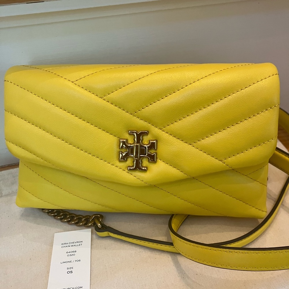 Tory Burch  Kira Chevron Leather Chain Wallet